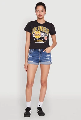 Womens NBA Los Angeles Lakers Cropped Tee, Black,