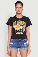 Womens NBA Los Angeles Lakers Cropped Tee, Black,