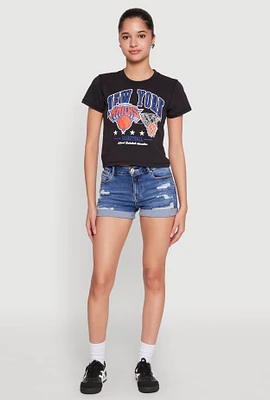 Womens NBA New York Knicks Cropped Tee, Black,