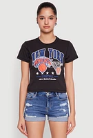 Womens NBA New York Knicks Cropped Tee, Black, Size L