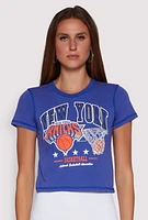 Womens NBA New York Knicks Crop Top, Blue, Size M