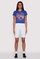 Womens NBA New York Knicks Crop Top, Blue, Size XL