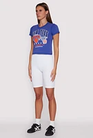 Womens NBA New York Knicks Crop Top, Blue, Size M
