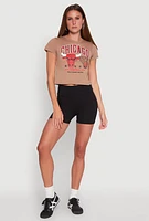 Womens NBA Chicago Bulls Graphic Crop Top, Beige,
