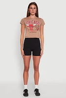 Womens NBA Chicago Bulls Graphic Crop Top, Beige,