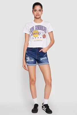 Womens NBA Los Angeles Lakers Crop Tee, White, Size L