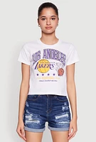 Womens NBA Los Angeles Lakers Crop Tee, White, Size L