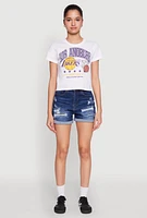 Womens NBA Los Angeles Lakers Crop Tee, White, Size L