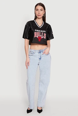 Womens NBA Chicago Bulls Cropped Jersey, Black, Size L