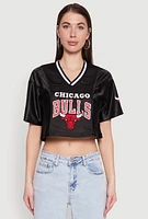 Womens NBA Chicago Bulls Cropped Jersey, Black, Size L