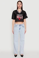 Womens NBA Chicago Bulls Cropped Jersey, Black, Size L