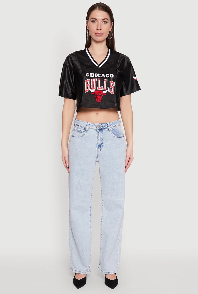 Womens NBA Chicago Bulls Cropped Jersey, Black, Size S