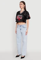Womens NBA Chicago Bulls Cropped Jersey, Black, Size L