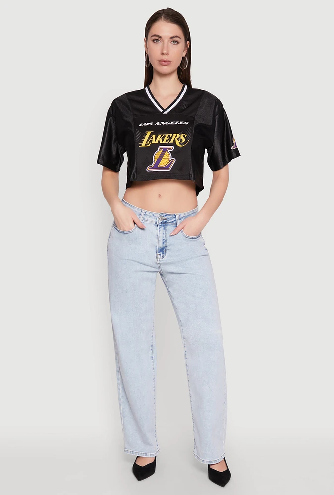 Womens NBA Los Angeles Lakers Crop Jersey, Black,