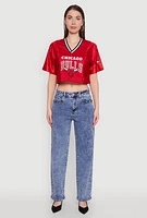 Womens NBA Chicago Bulls Logo Cropped Jersey, Red,
