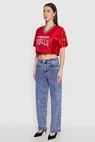Womens NBA Chicago Bulls Logo Cropped Jersey, Red,