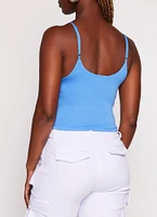 Womens Double Lined Scoop Neck Cropped Cami, Blue, Size XL