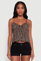 Womens Ambiance Ditsy Floral Cami with Tie Front, Multi,