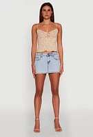 Womens Ambiance Ditsy Floral Cami with Tie Front, Beige, Size S