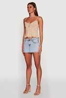 Womens Ambiance Ditsy Floral Cami with Tie Front, Beige, Size S