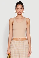 Womens Crochet Trim Rib Knit Tank Top,