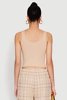 Womens Crochet Trim Rib Knit Tank Top,