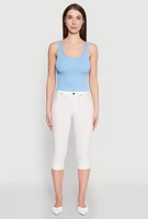 Womens Crochet Trim Rib Knit Tank Top,