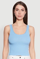 Womens Crochet Trim Rib Knit Tank Top,