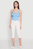Womens Crochet Trim Rib Knit Tank Top,