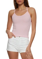 Womens Ribbed Knit Scoop Neck Cami,