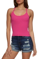 Womens Ribbed Knit Scoop Neck Cami,