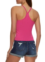 Womens Ribbed Knit Scoop Neck Cami,