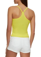 Womens Ribbed Knit Scoop Neck Cami, Yellow, Size M