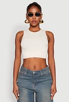 Womens Seamless Cable Knit Crop Tank Top,