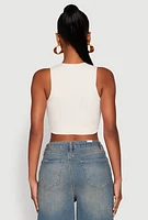 Womens Seamless Cable Knit Crop Tank Top,