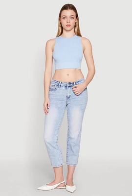 Womens Seamless Cable Knit Crop Tank Top, S-M