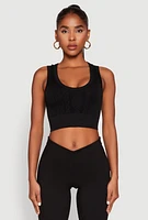 Womens Seamless Scoop Neck Cable Knit Crop Top,