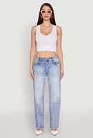 Womens Seamless Scoop Neck Cable Knit Crop Top, White, Size L