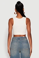 Womens Seamless Scoop Neck Cable Knit Crop Top,