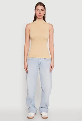 Womens Seamless Mock Neck Tank Top,
