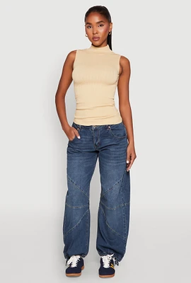 Womens Seamless Mock Neck Tank Top,