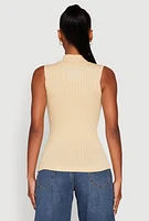 Womens Seamless Mock Neck Tank Top, Beige, Size M