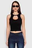 Womens Seamless Cut Out Cropped Tank Top, S