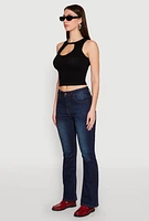 Womens Seamless Cut Out Cropped Tank Top, S
