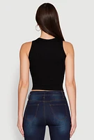Womens Seamless Cut Out Cropped Tank Top, S