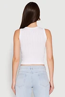 Womens Seamless Cut Out Cropped Tank Top, White, Size S