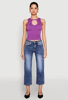 Womens Seamless Cut Out Cropped Tank Top, Purple, Size M