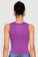 Womens Seamless Cut Out Cropped Tank Top, Purple, Size M