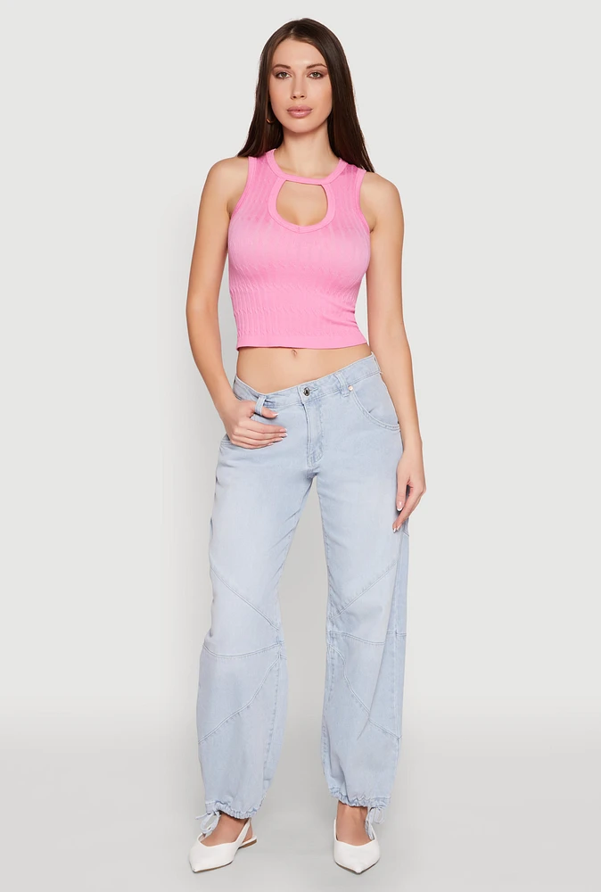Womens Seamless Cut Out Cropped Tank Top,