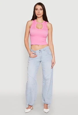 Womens Seamless Cut Out Cropped Tank Top,